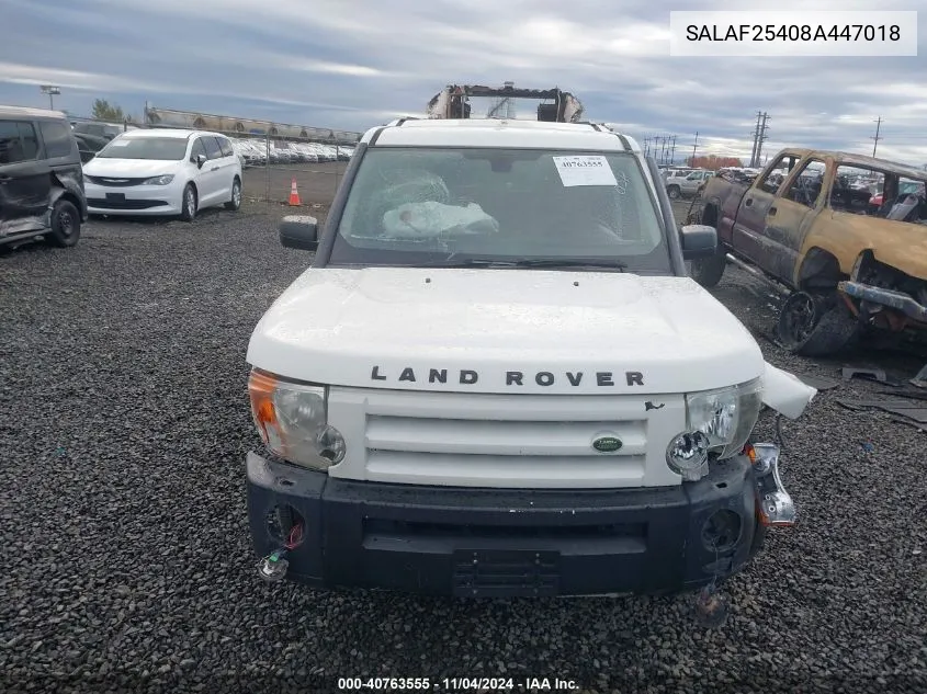 2008 Land Rover Lr3 VIN: SALAF25408A447018 Lot: 40763555