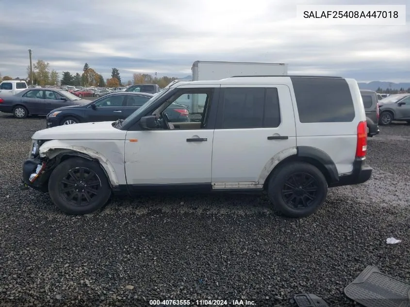 2008 Land Rover Lr3 VIN: SALAF25408A447018 Lot: 40763555