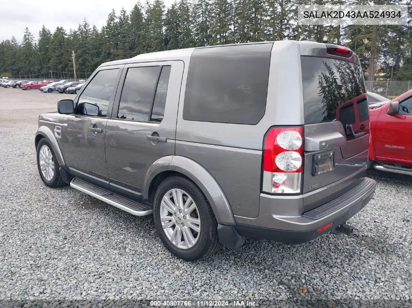 2010 Land Rover Lr4 VIN: SALAK2D43AA524934 Lot: 40807766