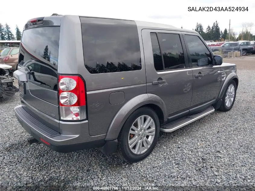 2010 Land Rover Lr4 VIN: SALAK2D43AA524934 Lot: 40807766