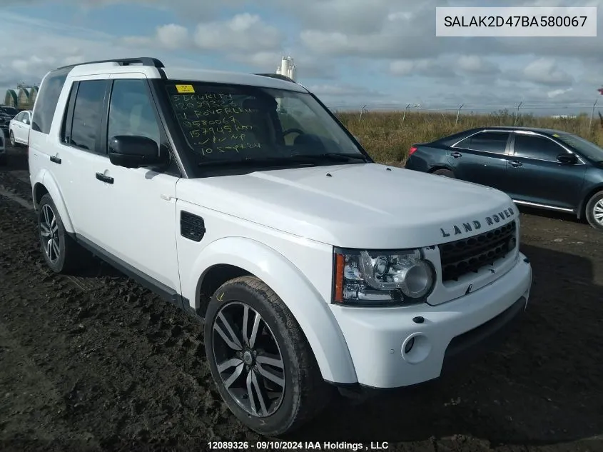 2011 Land Rover Lr4 VIN: SALAK2D47BA580067 Lot: 12089326