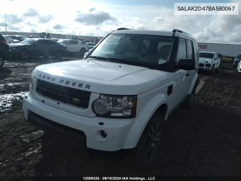 2011 Land Rover Lr4 VIN: SALAK2D47BA580067 Lot: 12089326