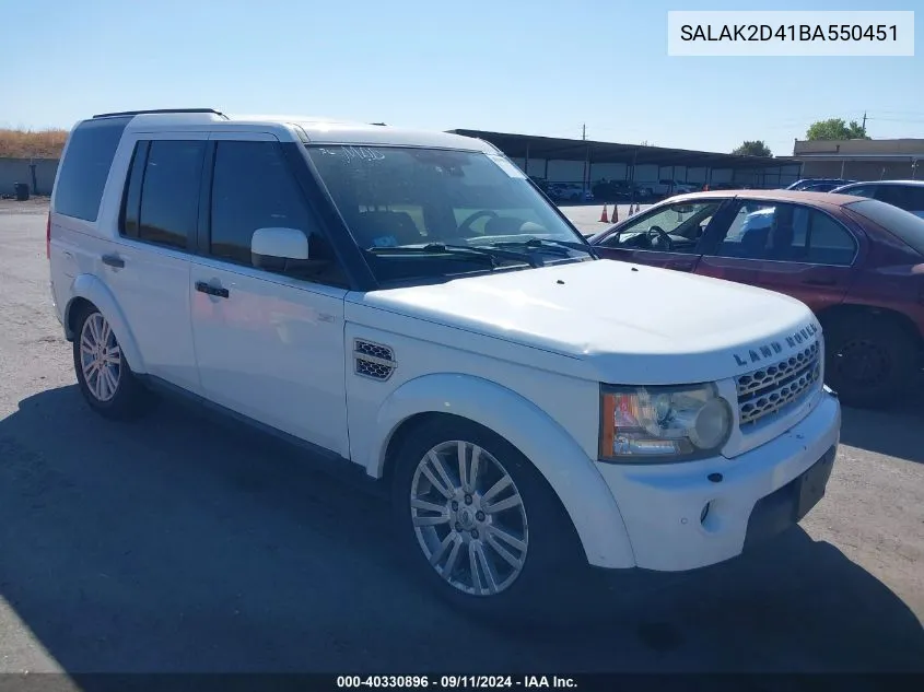 2011 Land Rover Lr4 VIN: SALAK2D41BA550451 Lot: 40330896