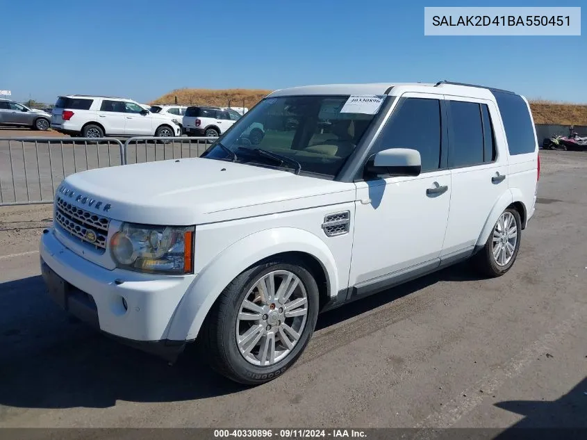 2011 Land Rover Lr4 VIN: SALAK2D41BA550451 Lot: 40330896