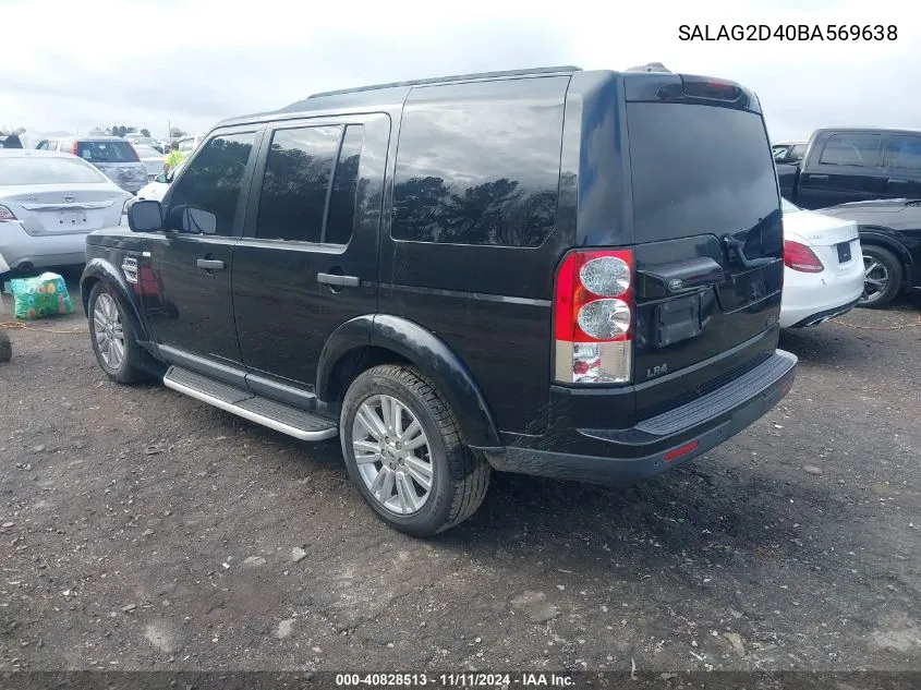 2011 Land Rover Lr4 Hse VIN: SALAG2D40BA569638 Lot: 40828513