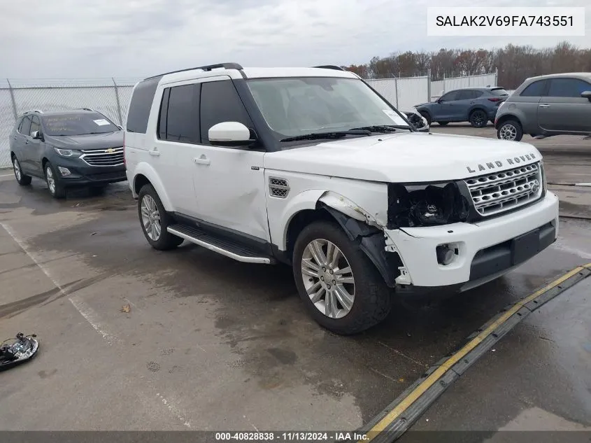 2015 Land Rover Lr4 VIN: SALAK2V69FA743551 Lot: 40828838