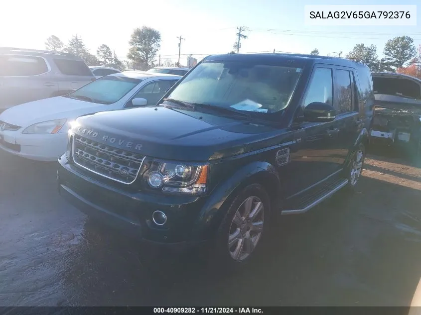 2016 Land Rover Lr4 VIN: SALAG2V65GA792376 Lot: 40909282