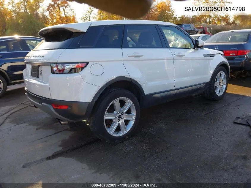 2012 Land Rover Range Rover Evoque Pure Plus VIN: SALVR2BG5CH614798 Lot: 40782909