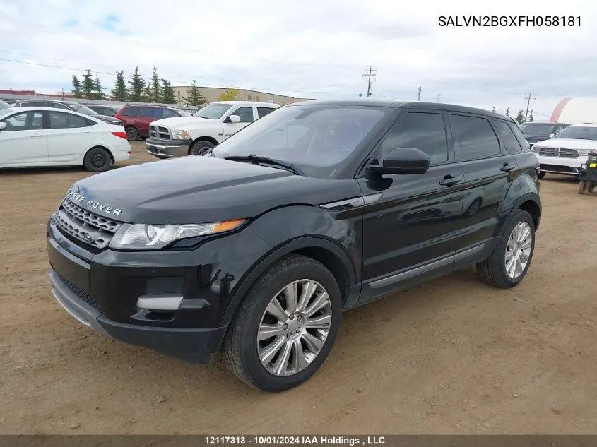 2015 Land Rover Range Rover Evoque Pure VIN: SALVN2BGXFH058181 Lot: 12117313