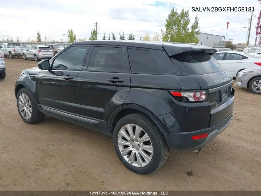 2015 Land Rover Range Rover Evoque Pure VIN: SALVN2BGXFH058181 Lot: 12117313