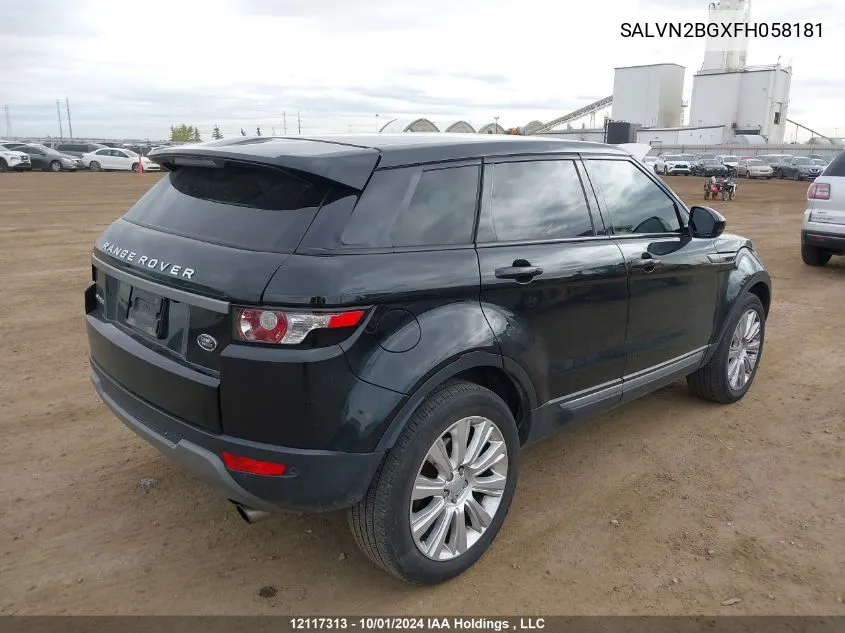 2015 Land Rover Range Rover Evoque Pure VIN: SALVN2BGXFH058181 Lot: 12117313