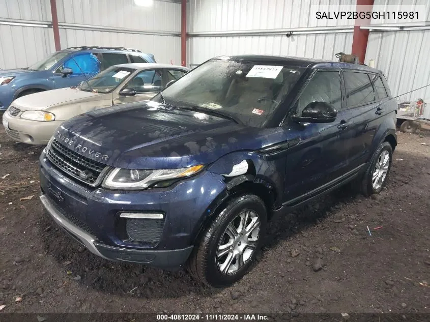 2016 Land Rover Range Rover Evoque Se/Se Premium VIN: SALVP2BG5GH115981 Lot: 40812024