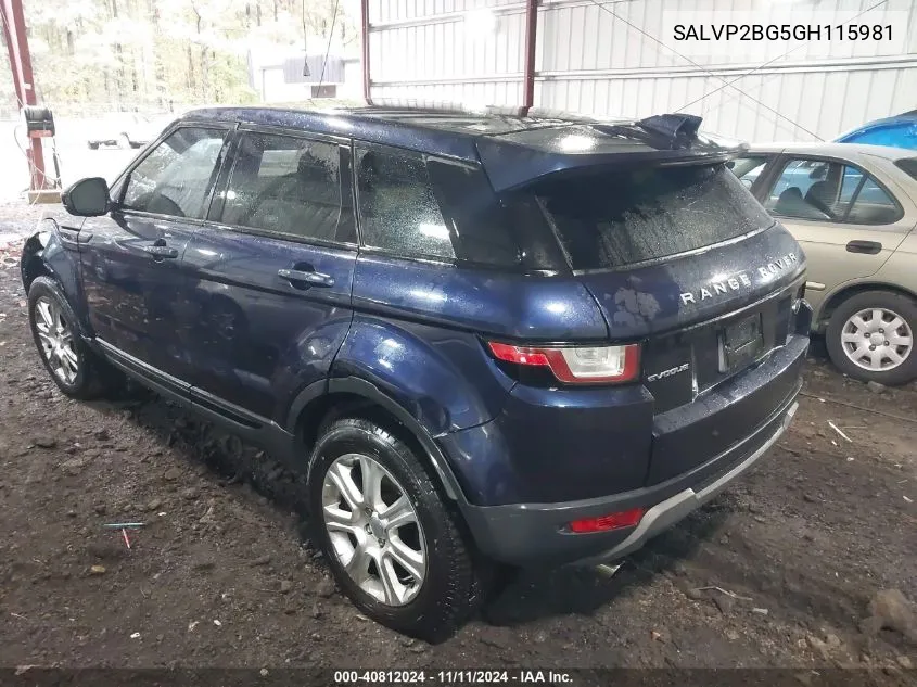 2016 Land Rover Range Rover Evoque Se/Se Premium VIN: SALVP2BG5GH115981 Lot: 40812024