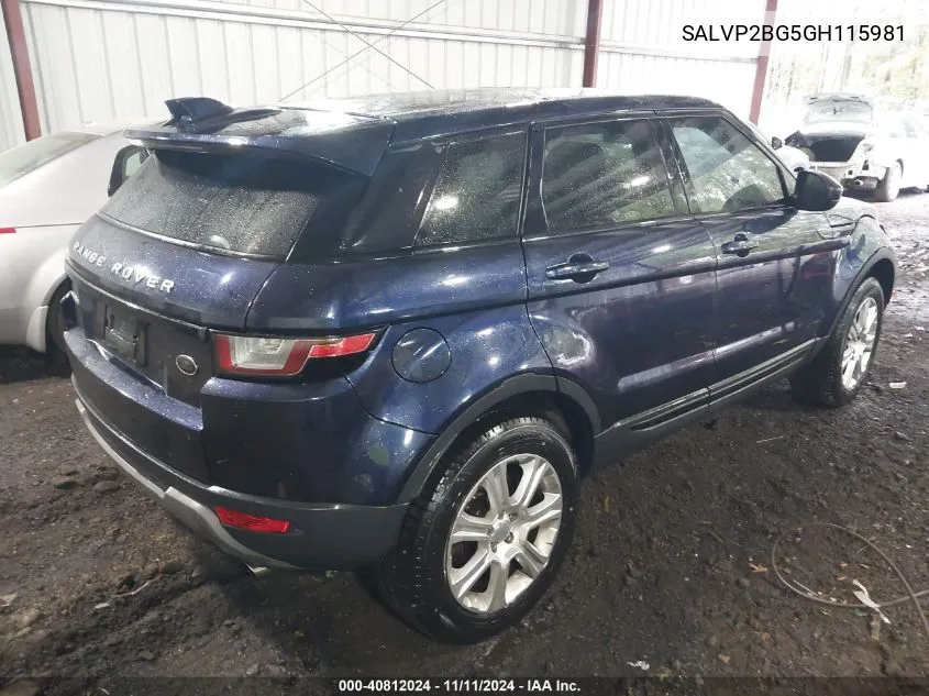 2016 Land Rover Range Rover Evoque Se/Se Premium VIN: SALVP2BG5GH115981 Lot: 40812024