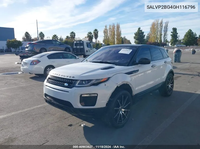 2016 Land Rover Range Rover Evoque Se/Se Premium VIN: SALVP2BG4GH116796 Lot: 40903827