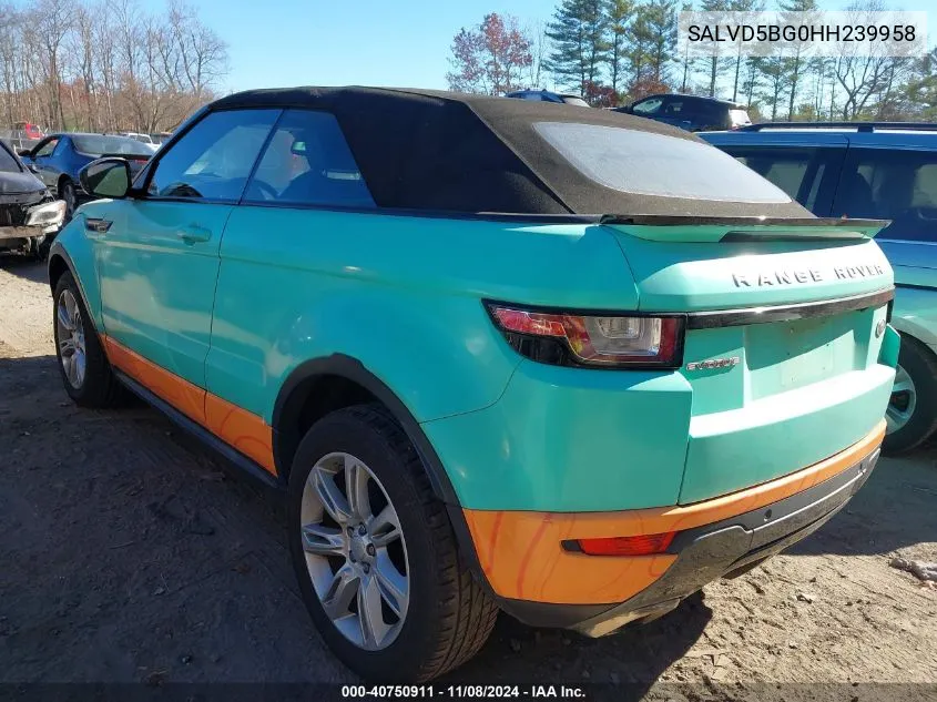 2017 Land Rover Range Rover Evoque Hse Dynamic VIN: SALVD5BG0HH239958 Lot: 40750911