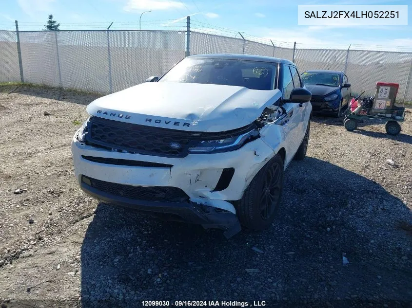 2020 Land Rover Range Rover Evoque VIN: SALZJ2FX4LH052251 Lot: 12099030