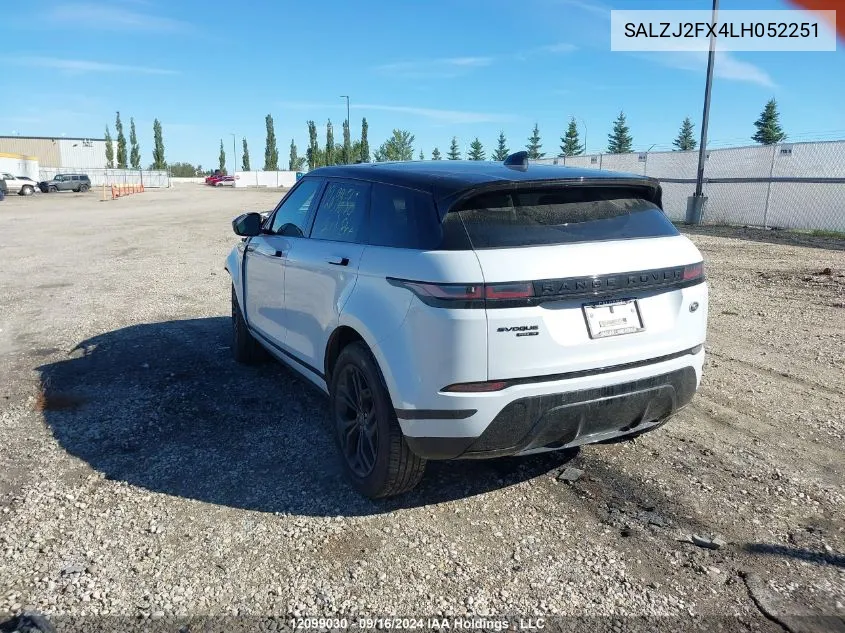 2020 Land Rover Range Rover Evoque VIN: SALZJ2FX4LH052251 Lot: 12099030