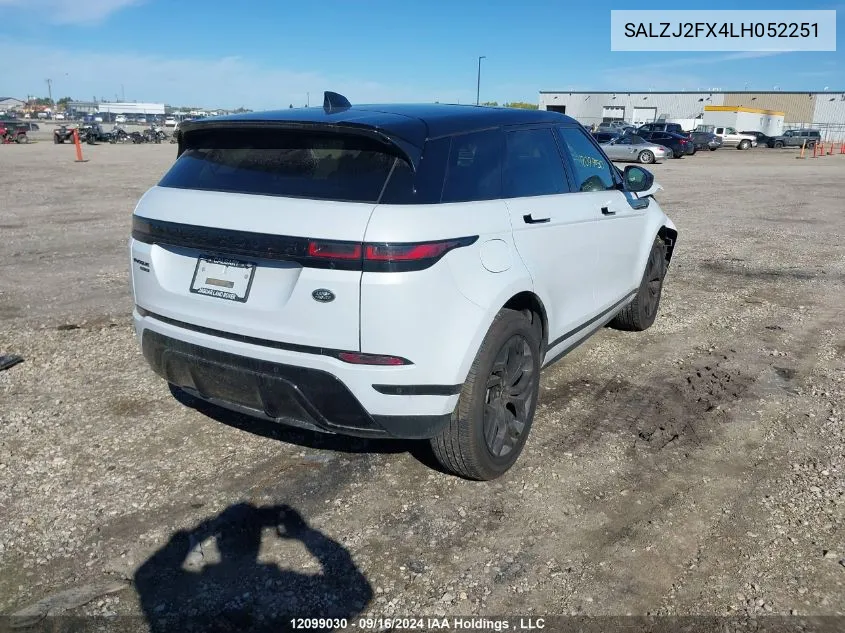 2020 Land Rover Range Rover Evoque VIN: SALZJ2FX4LH052251 Lot: 12099030