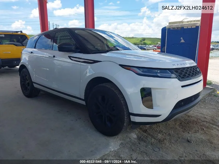 2020 Land Rover Range Rover Evoque S VIN: SALZJ2FX2LH024612 Lot: 40331545