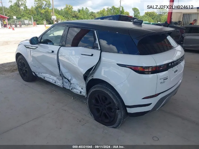 2020 Land Rover Range Rover Evoque S VIN: SALZJ2FX2LH024612 Lot: 40331545