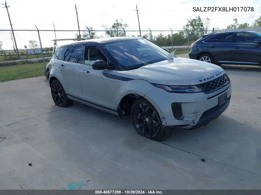 2020 Land Rover Range Rover Evoque Se VIN: SALZP2FX8LH017078 Lot: 40577299