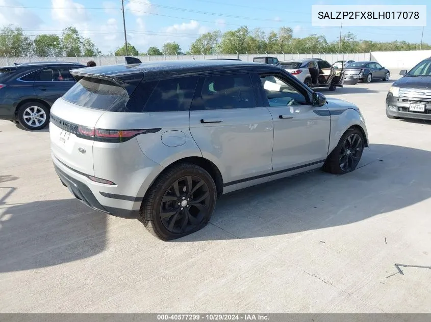 2020 Land Rover Range Rover Evoque Se VIN: SALZP2FX8LH017078 Lot: 40577299