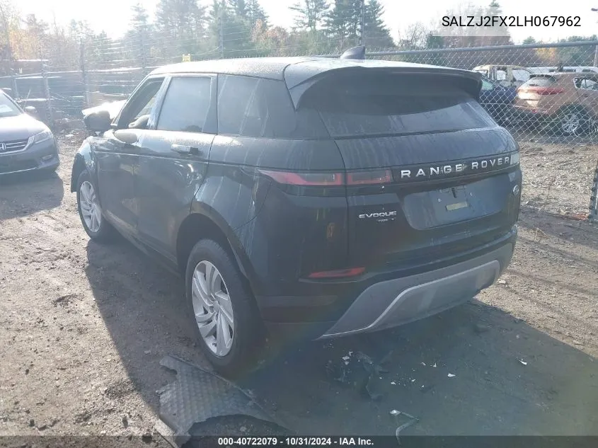 2020 Land Rover Range Rover Evoque S VIN: SALZJ2FX2LH067962 Lot: 40722079