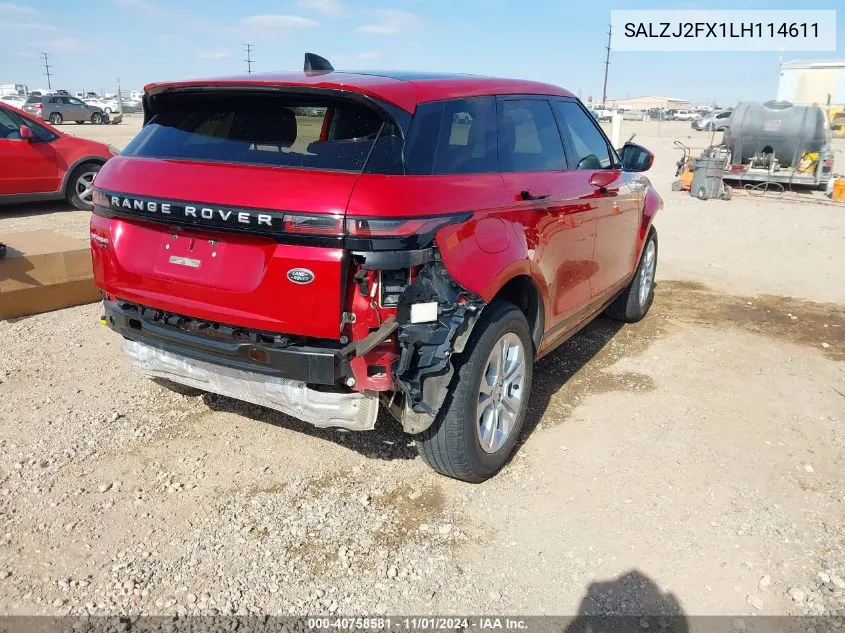 2020 Land Rover Range Rover Evoque S VIN: SALZJ2FX1LH114611 Lot: 40758581