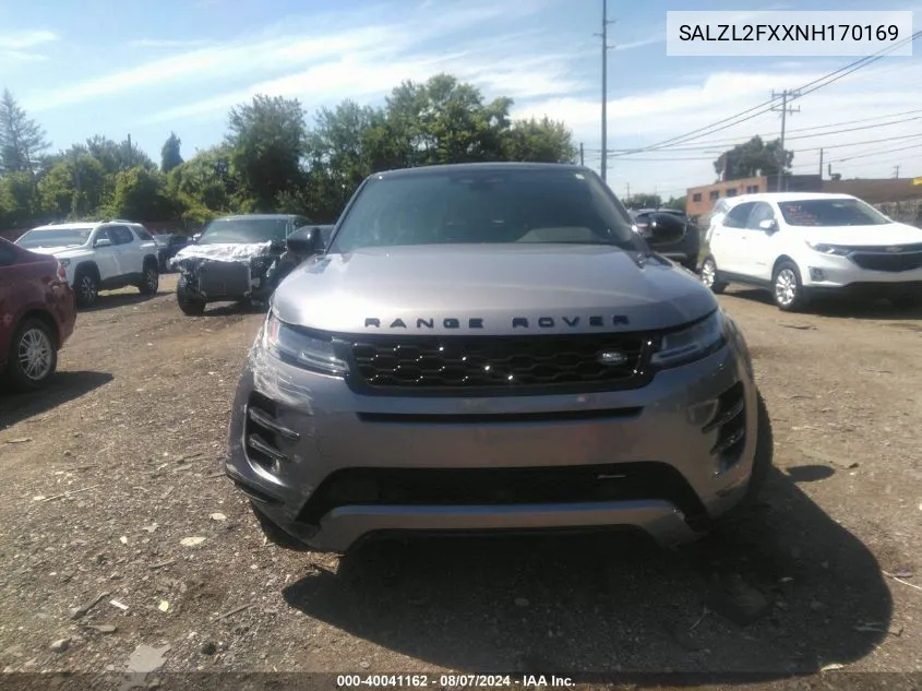 2022 Land Rover Range Rover Evoque R-Dynamic Se VIN: SALZL2FXXNH170169 Lot: 40041162