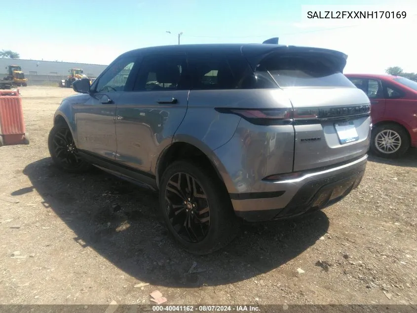 2022 Land Rover Range Rover Evoque R-Dynamic Se VIN: SALZL2FXXNH170169 Lot: 40041162