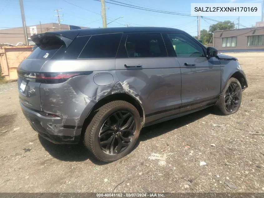 2022 Land Rover Range Rover Evoque R-Dynamic Se VIN: SALZL2FXXNH170169 Lot: 40041162