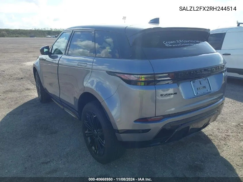 2024 Land Rover Range Rover Evoque Dynamic Se VIN: SALZL2FX2RH244514 Lot: 40668950