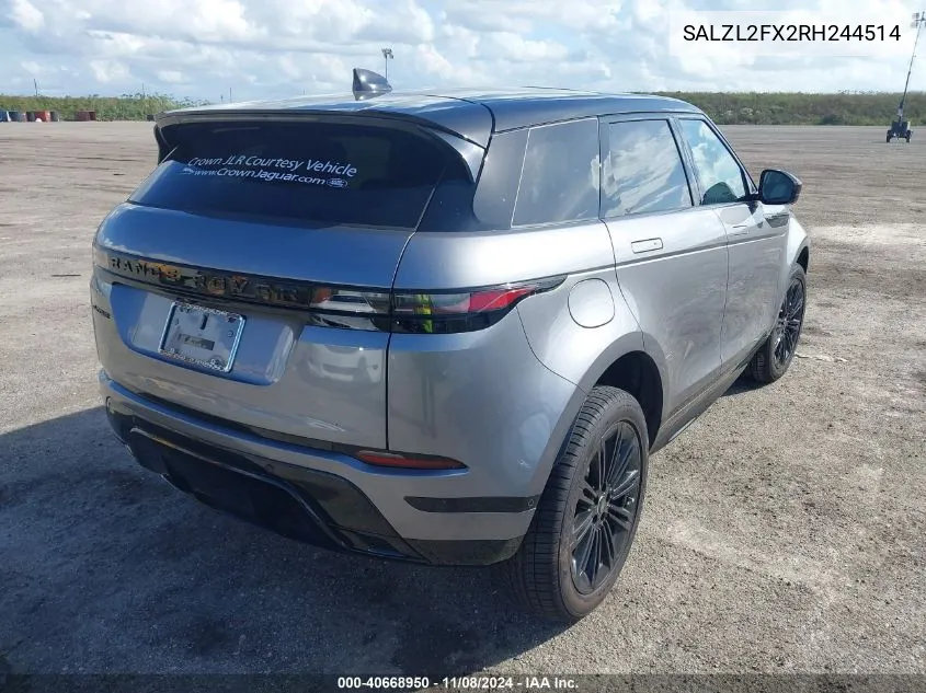 2024 Land Rover Range Rover Evoque Dynamic Se VIN: SALZL2FX2RH244514 Lot: 40668950