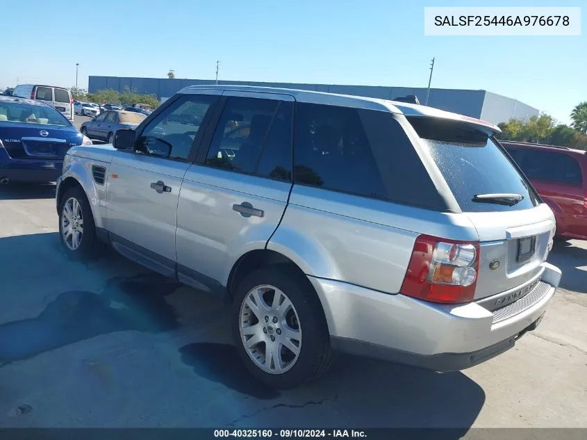 2006 Land Rover Range Rover Sport Hse VIN: SALSF25446A976678 Lot: 40325160