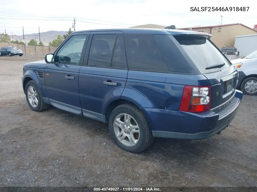 2006 Land Rover Range Rover Sport Hse VIN: SALSF25446A918487 Lot: 40749027