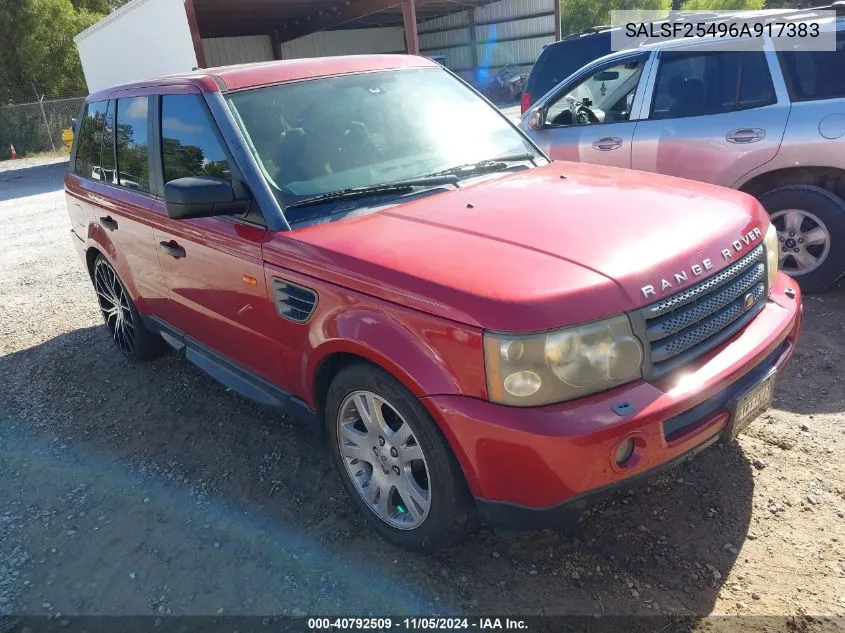 2006 Land Rover Range Rover Sport Hse VIN: SALSF25496A917383 Lot: 40792509