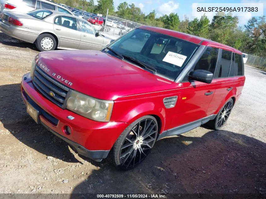 2006 Land Rover Range Rover Sport Hse VIN: SALSF25496A917383 Lot: 40792509