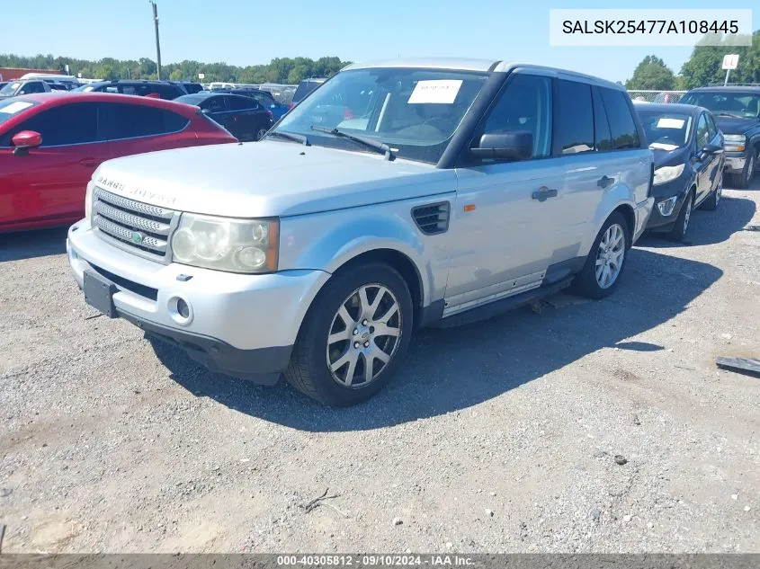 2007 Land Rover Range Rover Sport Hse VIN: SALSK25477A108445 Lot: 40305812