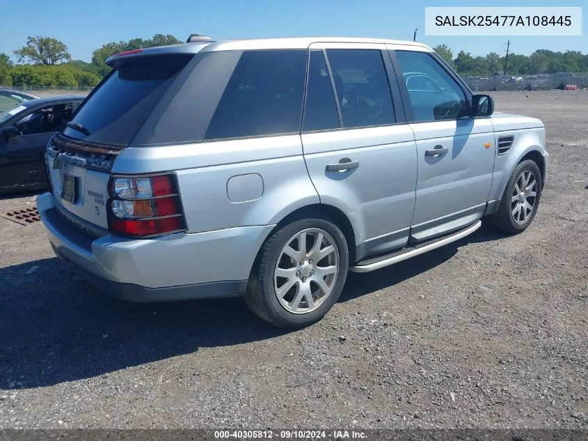 2007 Land Rover Range Rover Sport Hse VIN: SALSK25477A108445 Lot: 40305812