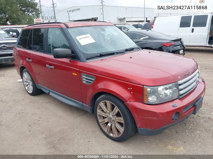 2007 Land Rover Range Rover Sport Supercharged VIN: SALSH23427A115868 Lot: 40760889