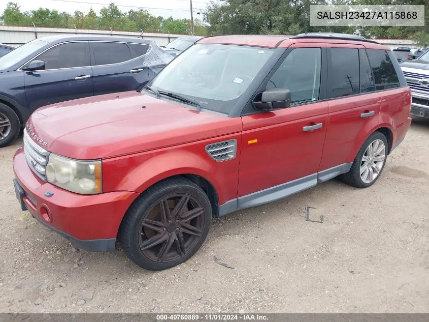 2007 Land Rover Range Rover Sport Supercharged VIN: SALSH23427A115868 Lot: 40760889