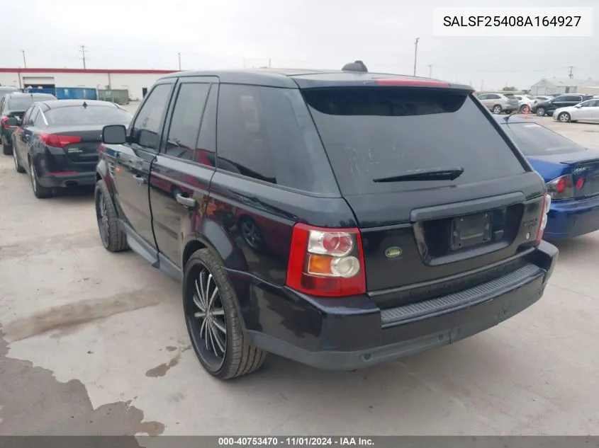 2008 Land Rover Range Rover Sport Hse VIN: SALSF25408A164927 Lot: 40753470