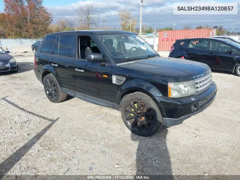 2008 Land Rover Range Rover Sport Supercharged VIN: SALSH23498A120857 Lot: 40825300