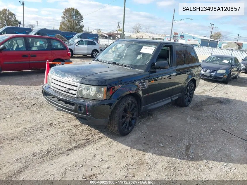 2008 Land Rover Range Rover Sport Supercharged VIN: SALSH23498A120857 Lot: 40825300