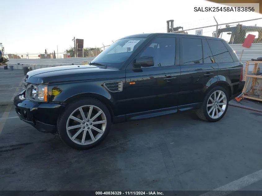 2008 Land Rover Range Rover Sport Hse VIN: SALSK25458A183856 Lot: 40836329