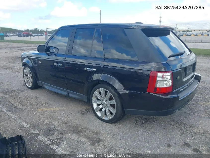 2009 Land Rover Range Rover Sport Hse VIN: SALSK25429A207385 Lot: 40759812