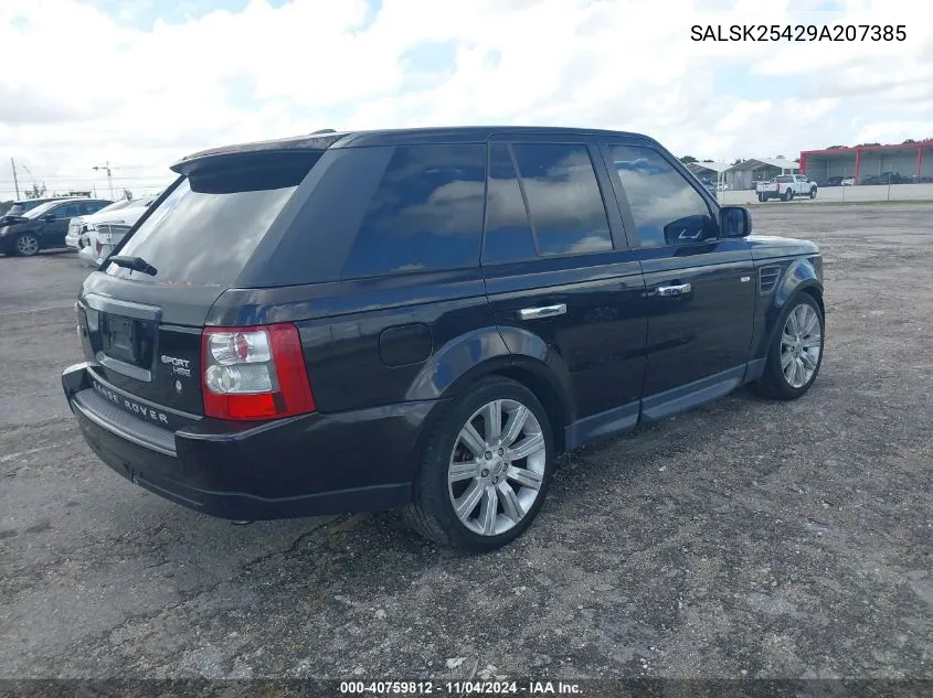 2009 Land Rover Range Rover Sport Hse VIN: SALSK25429A207385 Lot: 40759812