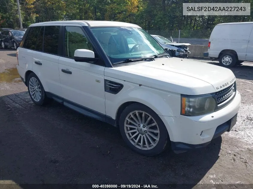 2010 Land Rover Range Rover Sport Hse VIN: SALSF2D42AA227243 Lot: 40398000