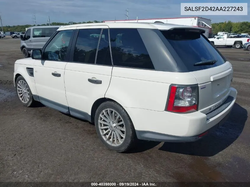 SALSF2D42AA227243 2010 Land Rover Range Rover Sport Hse